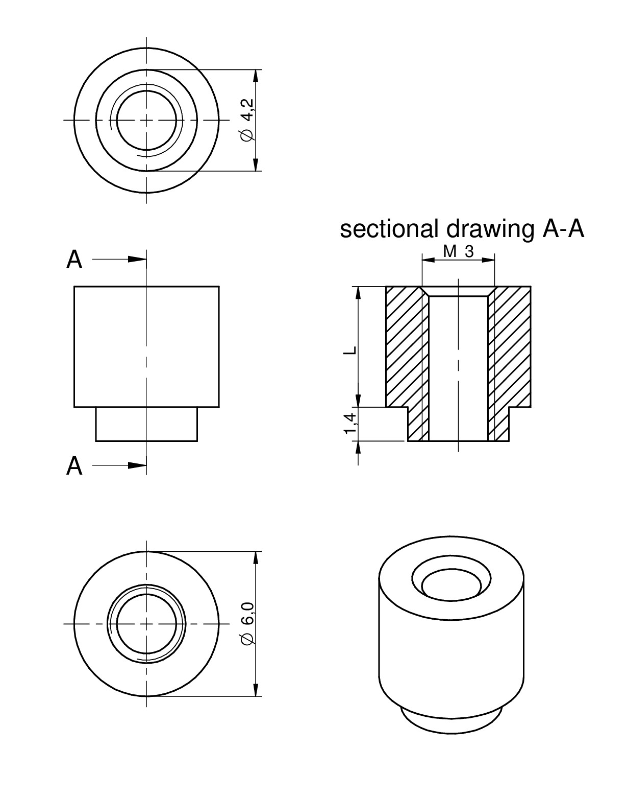 WASMSI SMT Steel Spacer with internal Thread M3 Electromechanical